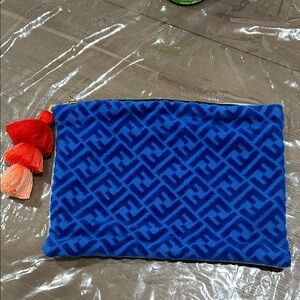 Blue Geometric Clutch with Tassels